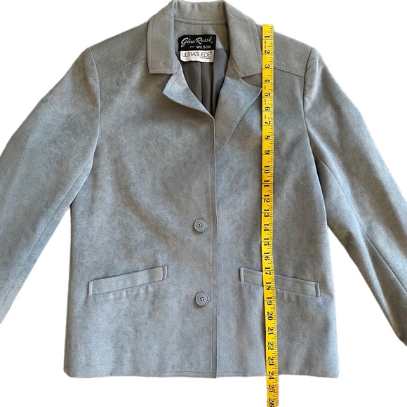 VINTAGE GINO ROSSI FOR WILSON GRAY SILVER ULTRA SUEDE BLAZER JACKET  SZ 8 - Picture 13 of 16